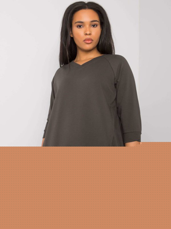 Ciemna khaki bawełniana sukienka plus size Karissa