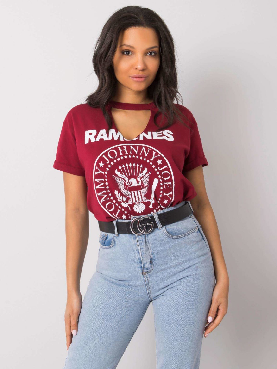 Bordowy t-shirt z nadrukiem Cordoba
