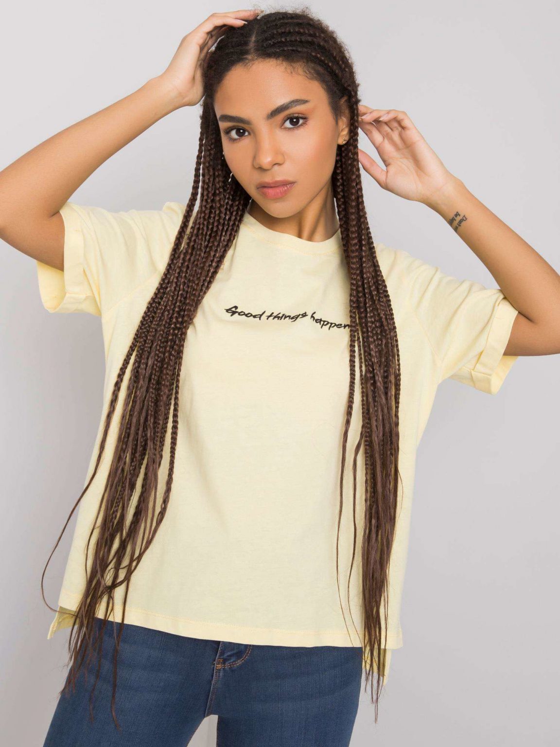 Żółty t-shirt bawełniany Kaylee RUE PARIS