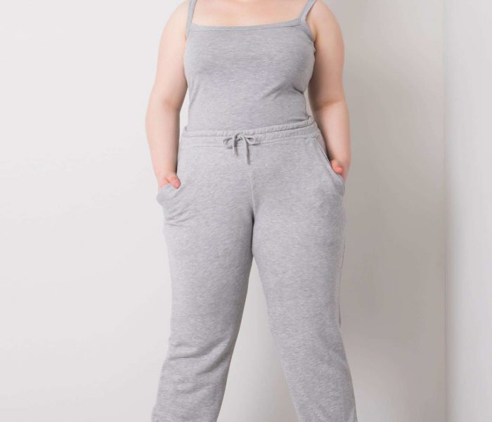 Hurtownia Szare melanżowe spodnie dresowe plus size z bawełny Ainhoa