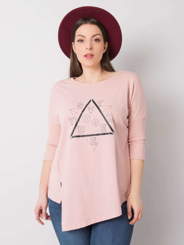 Brudnoróżowa bluzka plus size z aplikacją Wendy