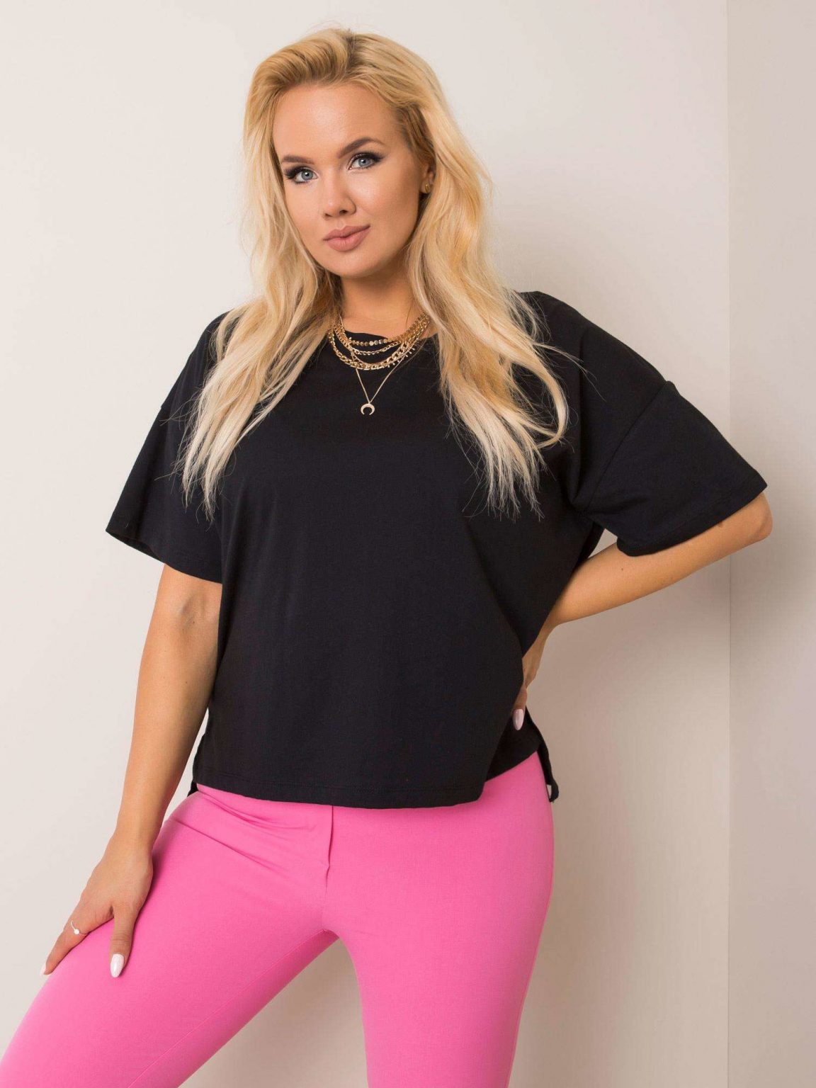 Czarny t-shirt plus size Juanita RUE PARIS