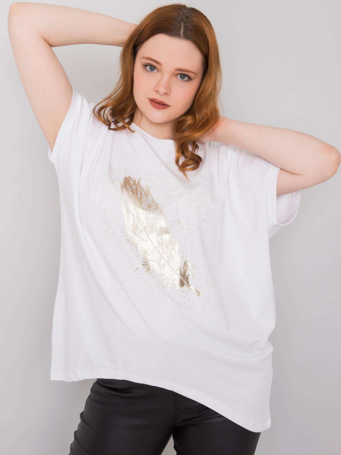 Biała bluzka plus size z nadrukiem Wilma