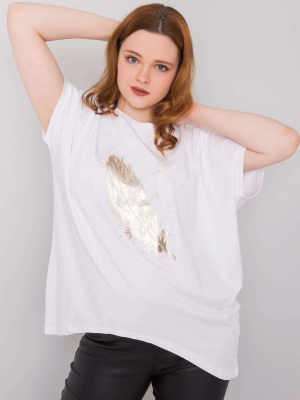 Biała bluzka plus size z nadrukiem Wilma