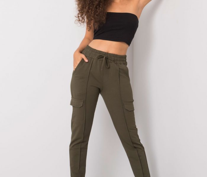 Hurtownia Khaki spodnie dresowe z kieszeniami Despina RUE PARIS