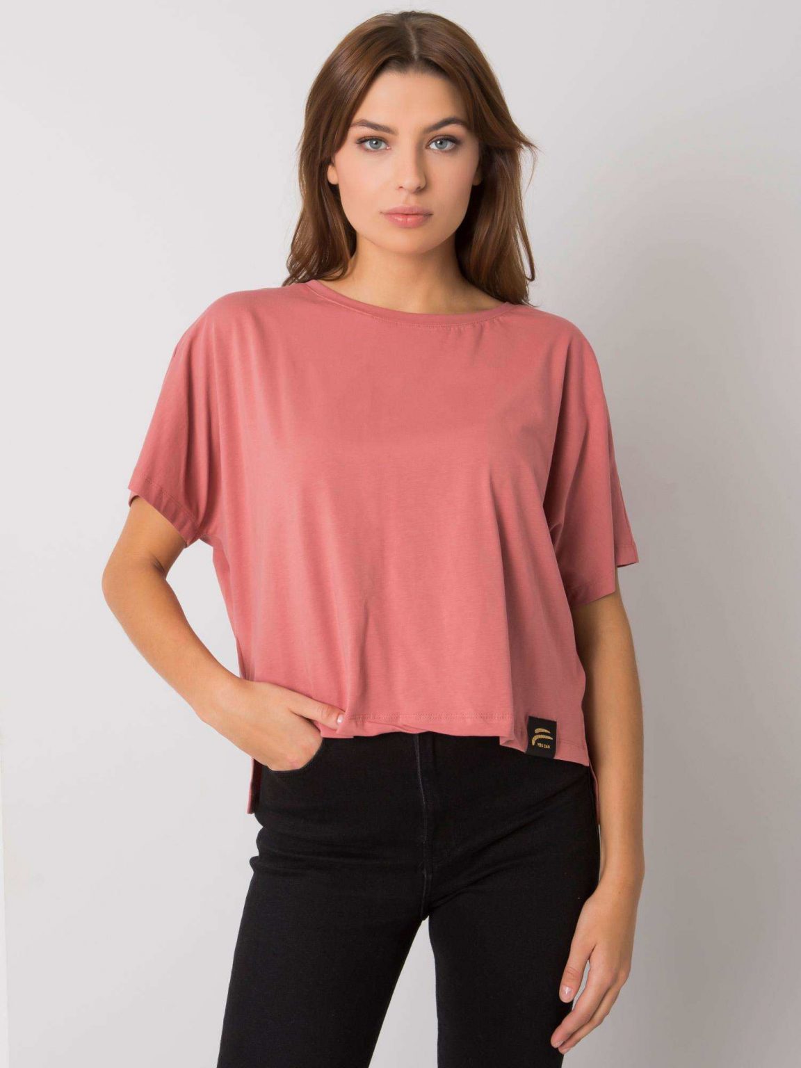 Brudnoróżowy luźny t-shirt Imogene FOR FITNESS