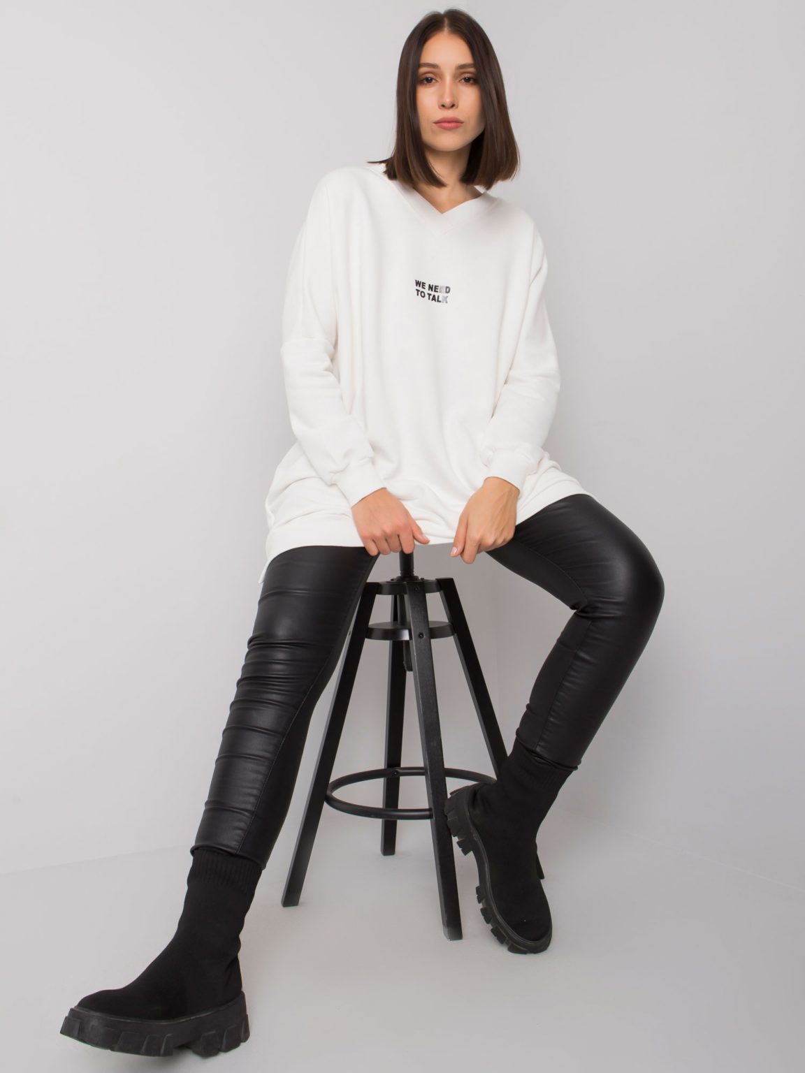 Ecru tunika plus size bawełniana Raella