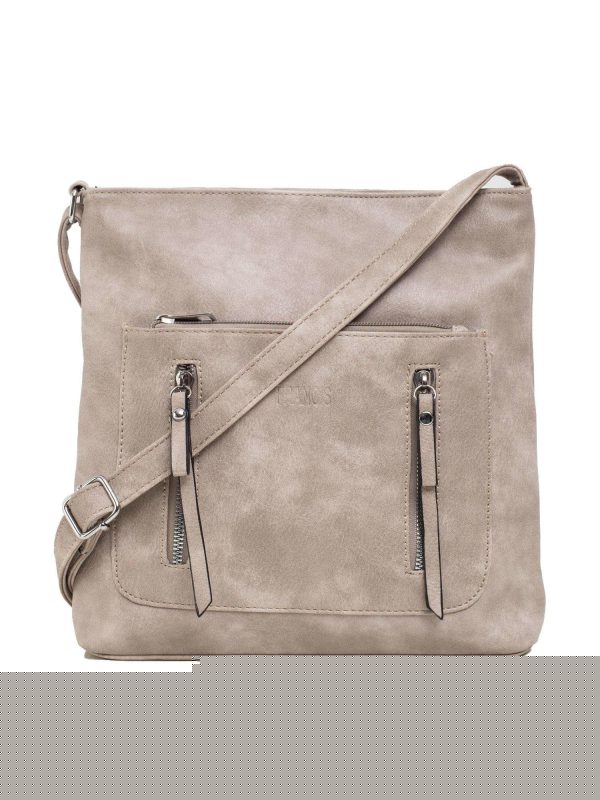 Ciemnobeżowa torebka faux leather