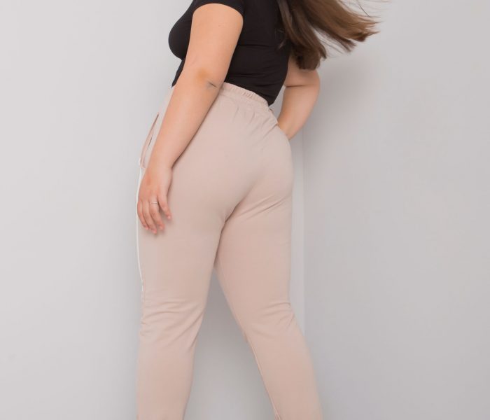 Hurtownia Beżowe spodnie dresowe plus size z nadrukiem Abelia