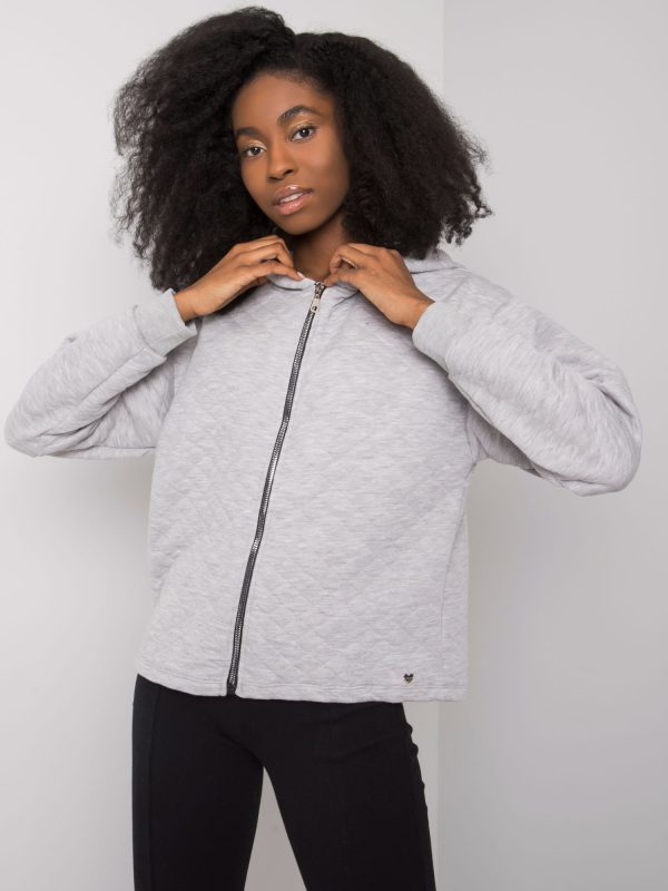 Szara melanżowa pikowana bluza basic Melanie