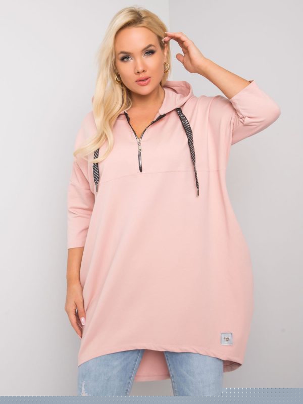 Jasnoróżowa bawełniana bluza plus size Adreana