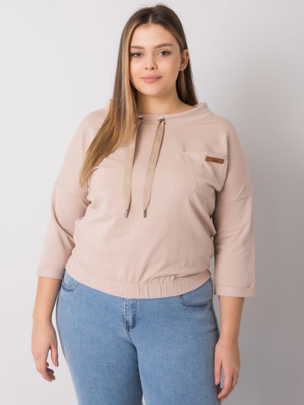 Jasnobeżowa bluza plus size bez kaptura Pasadena