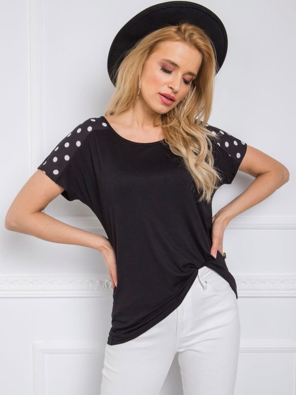 Czarny t-shirt Mary RUE PARIS