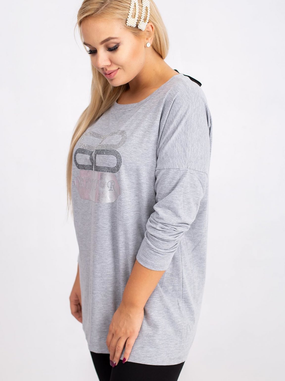 Szara bluzka plus size Bonjour