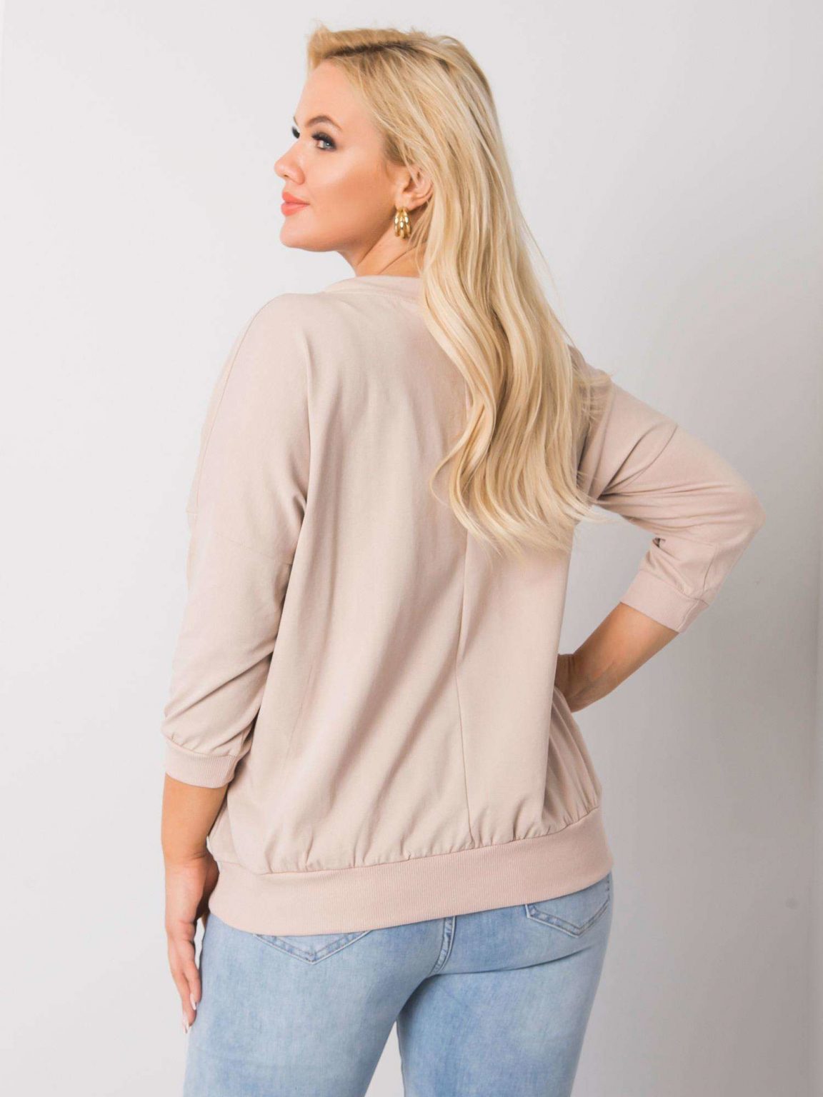 Beżowa bawełniana bluza plus size Shelly