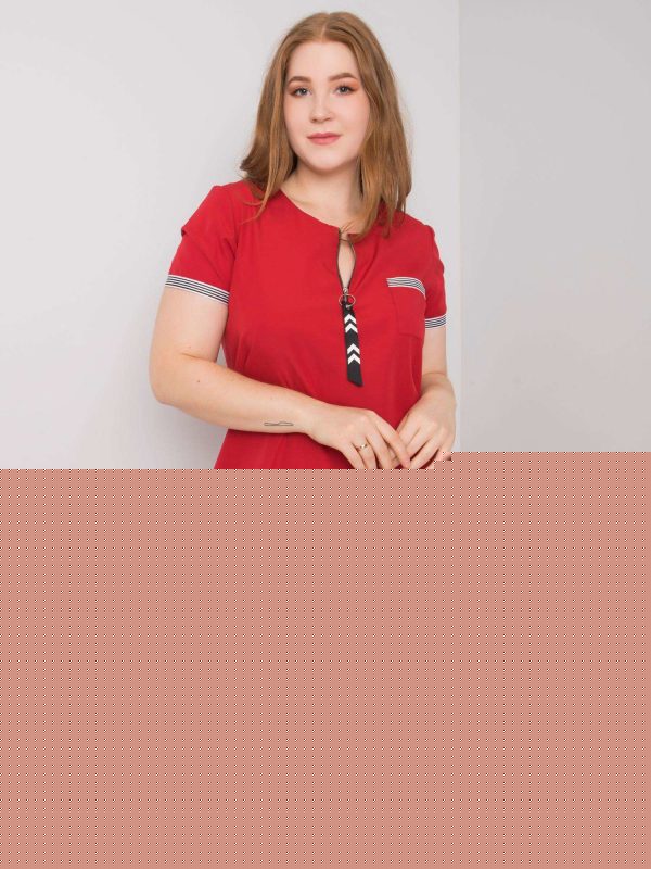 Czerwona sukienka plus size z bawełny Viana