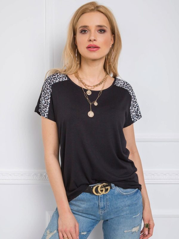 Czarno-szary t-shirt Secret RUE PARIS
