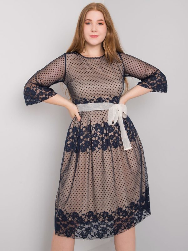Granatowa elegancka sukienka plus size Enriqueta