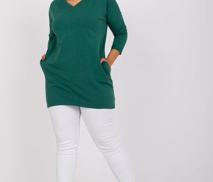 Hurtownia Ciemnozielona dresowa tunika plus size bawełniana Sue