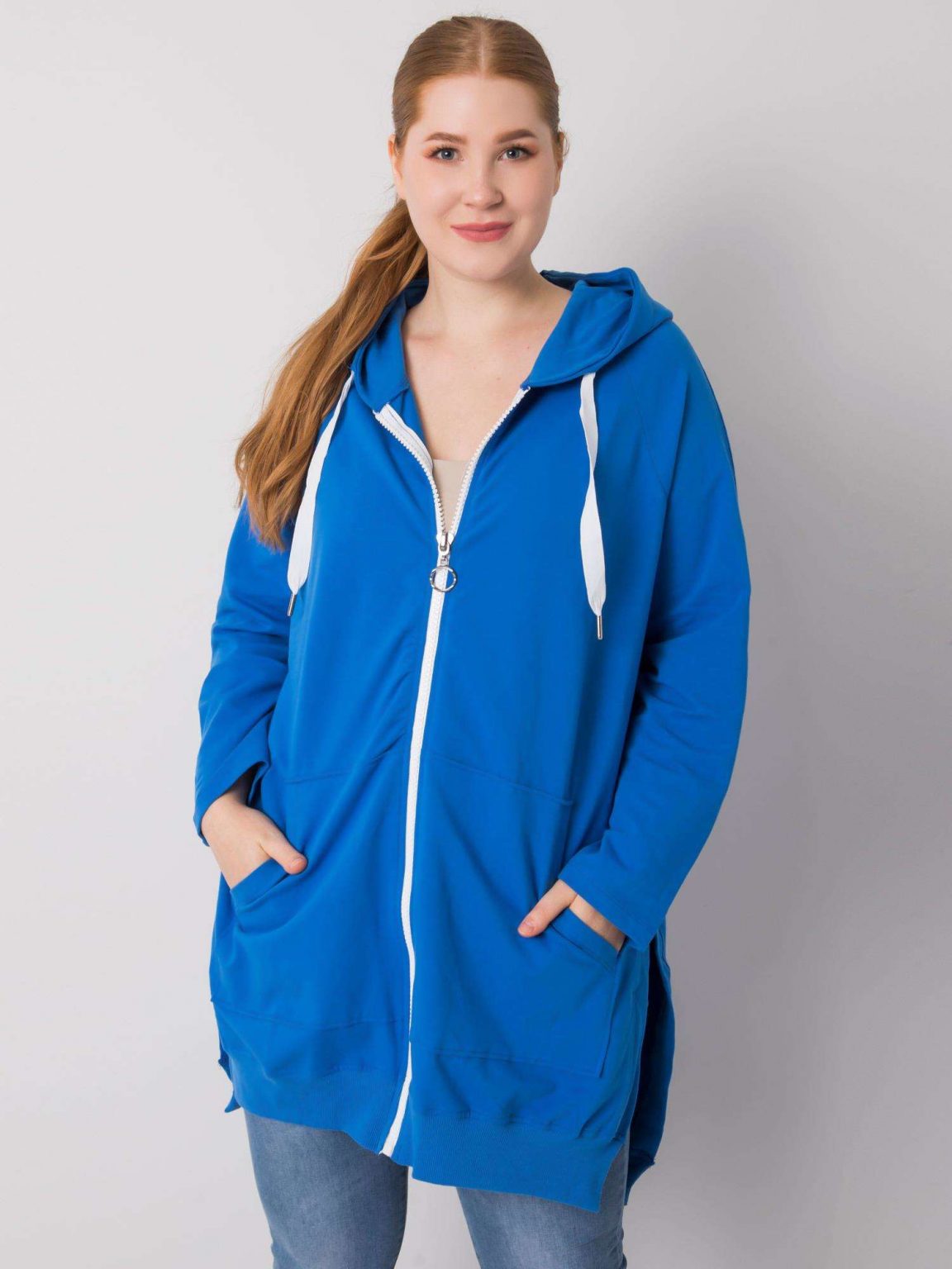 Ciemnoniebieska rozpinana bluza plus size Idrissa
