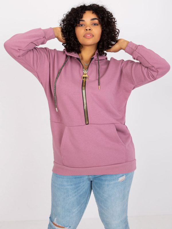 Brudnoróżowa dresowa bluza plus size na co dzień Amanda