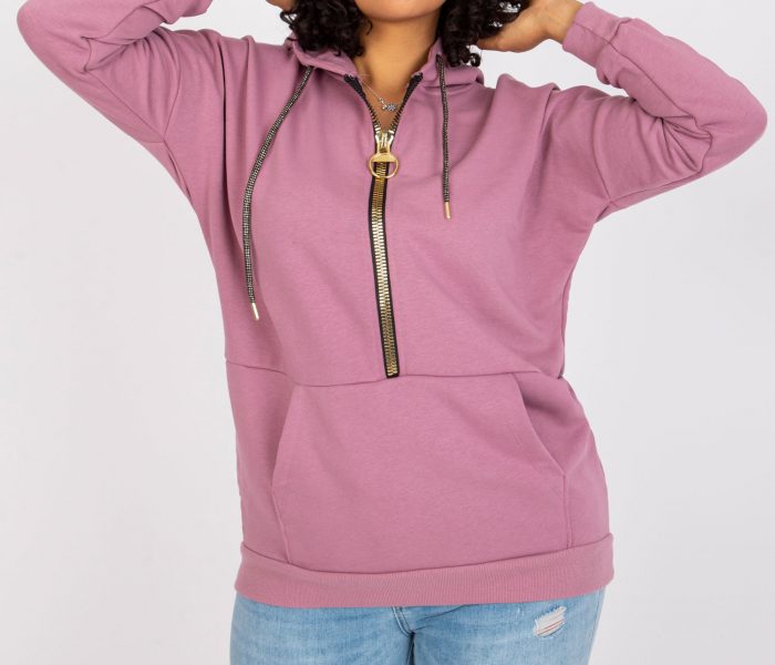 Hurtownia Brudnoróżowa dresowa bluza plus size na co dzień Amanda