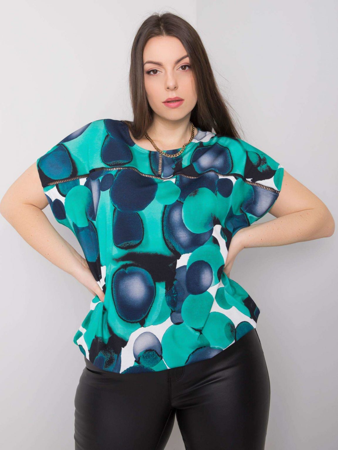 Zielono-granatowa bluzka plus size Jennifer
