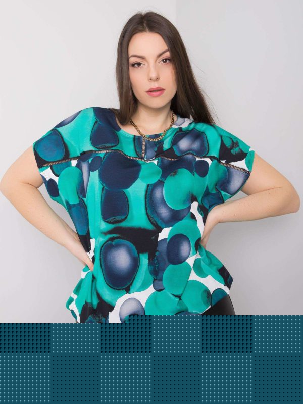Zielono-granatowa bluzka plus size Jennifer
