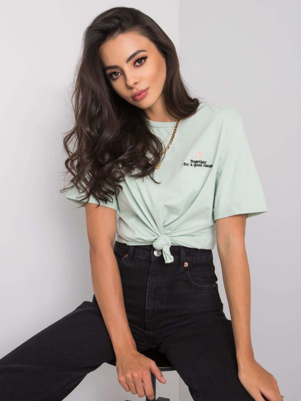 Miętowy t-shirt bawełniany Guida