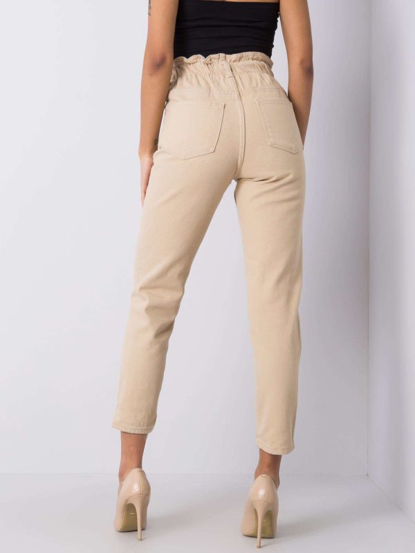 Beżowe jeansy high waist Araceli RUE PARIS