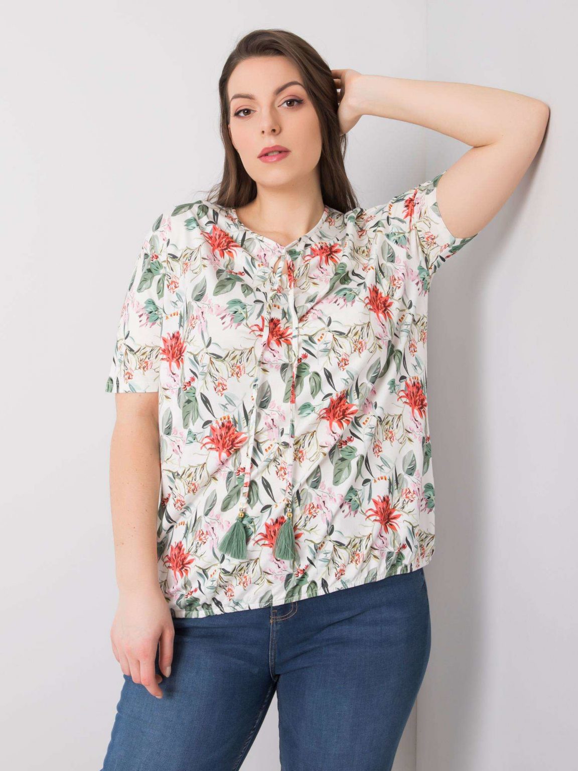 Biała bluzka plus size we wzory Stella