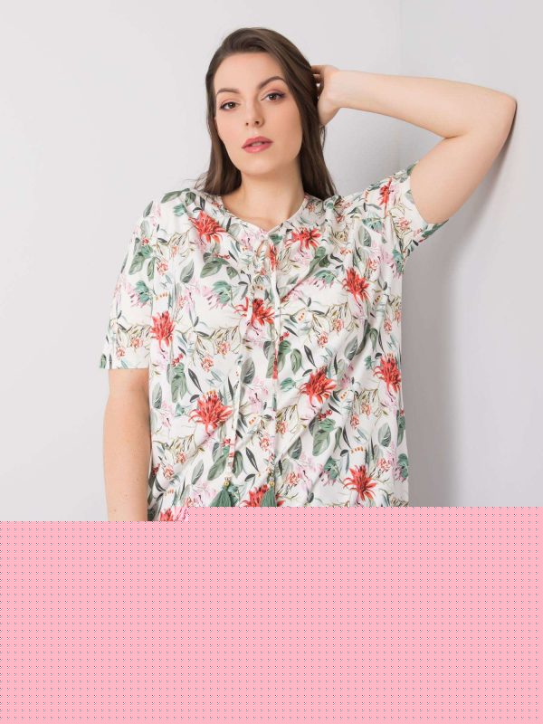 Biała bluzka plus size we wzory Stella