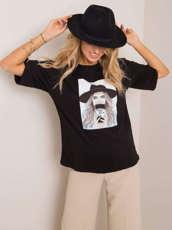 Czarny t-shirt Madame RUE PARIS