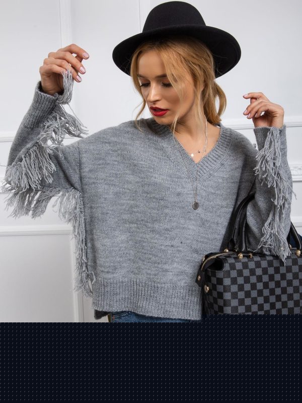 BY O LA LA Szary sweter Helen