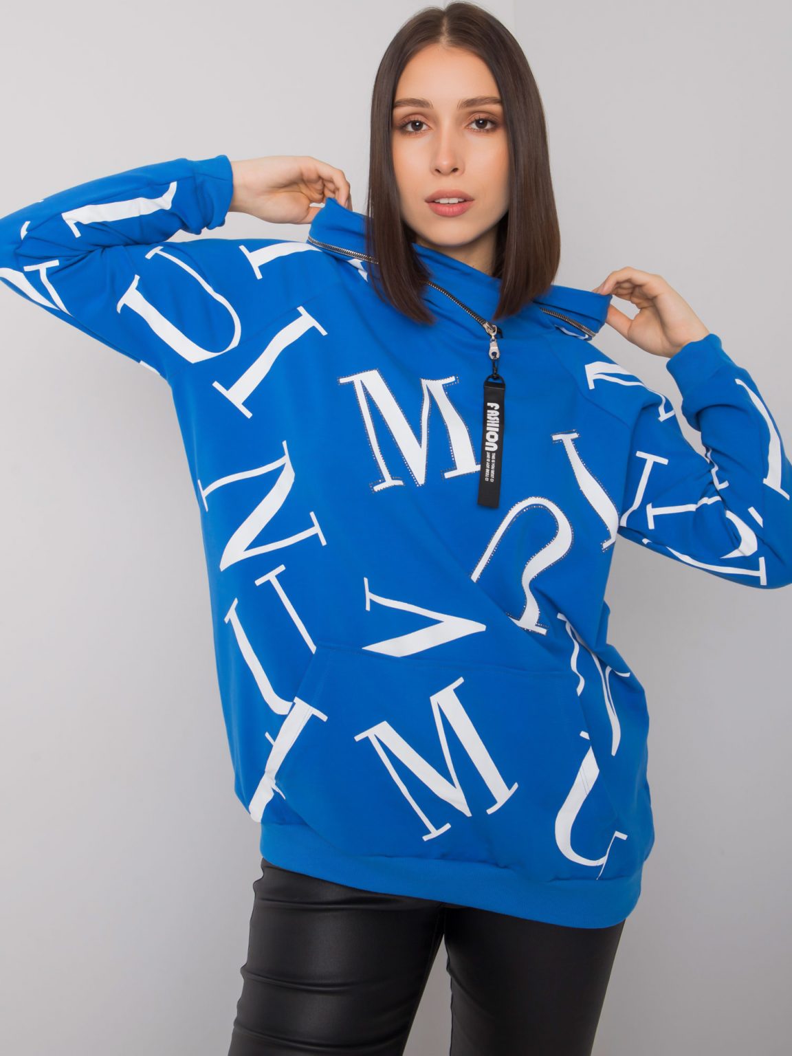 Ciemnoniebieska bluza plus size z bawełny Indi