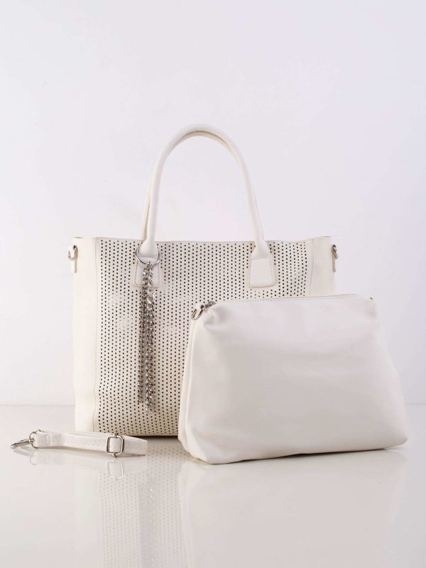 Kremowa torba ażurowa