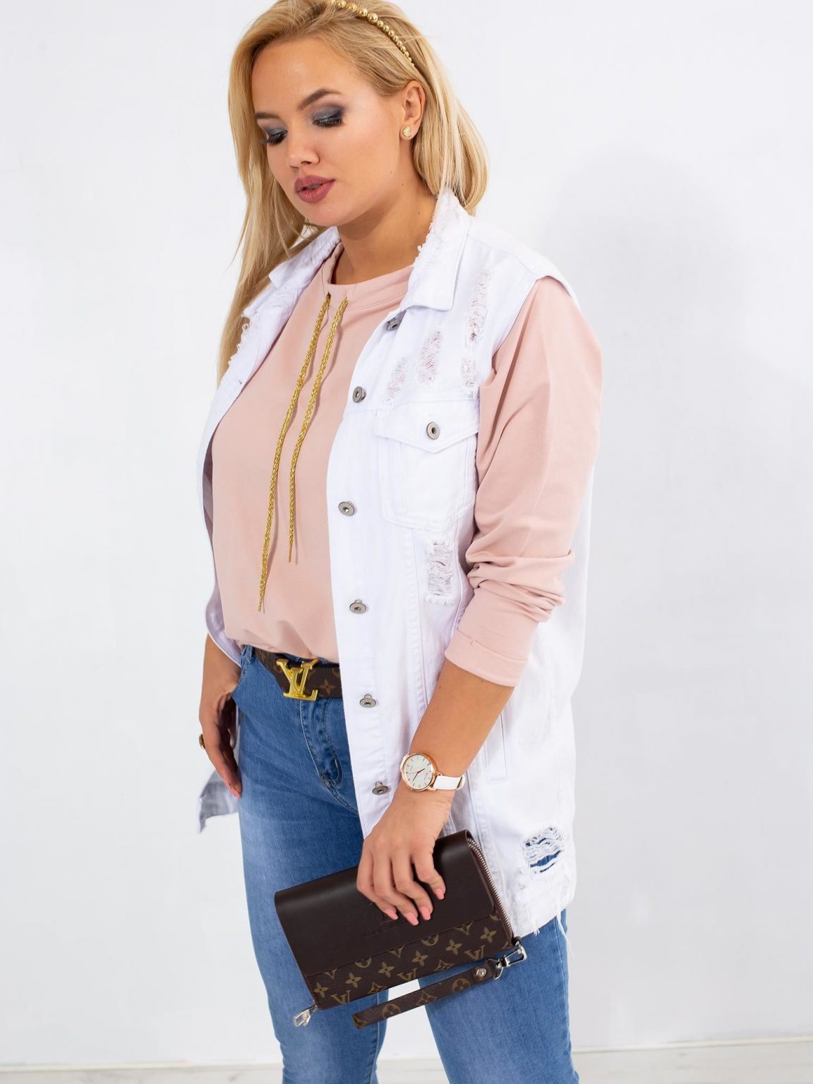 Brudnoróżowa bluza plus size Vacay