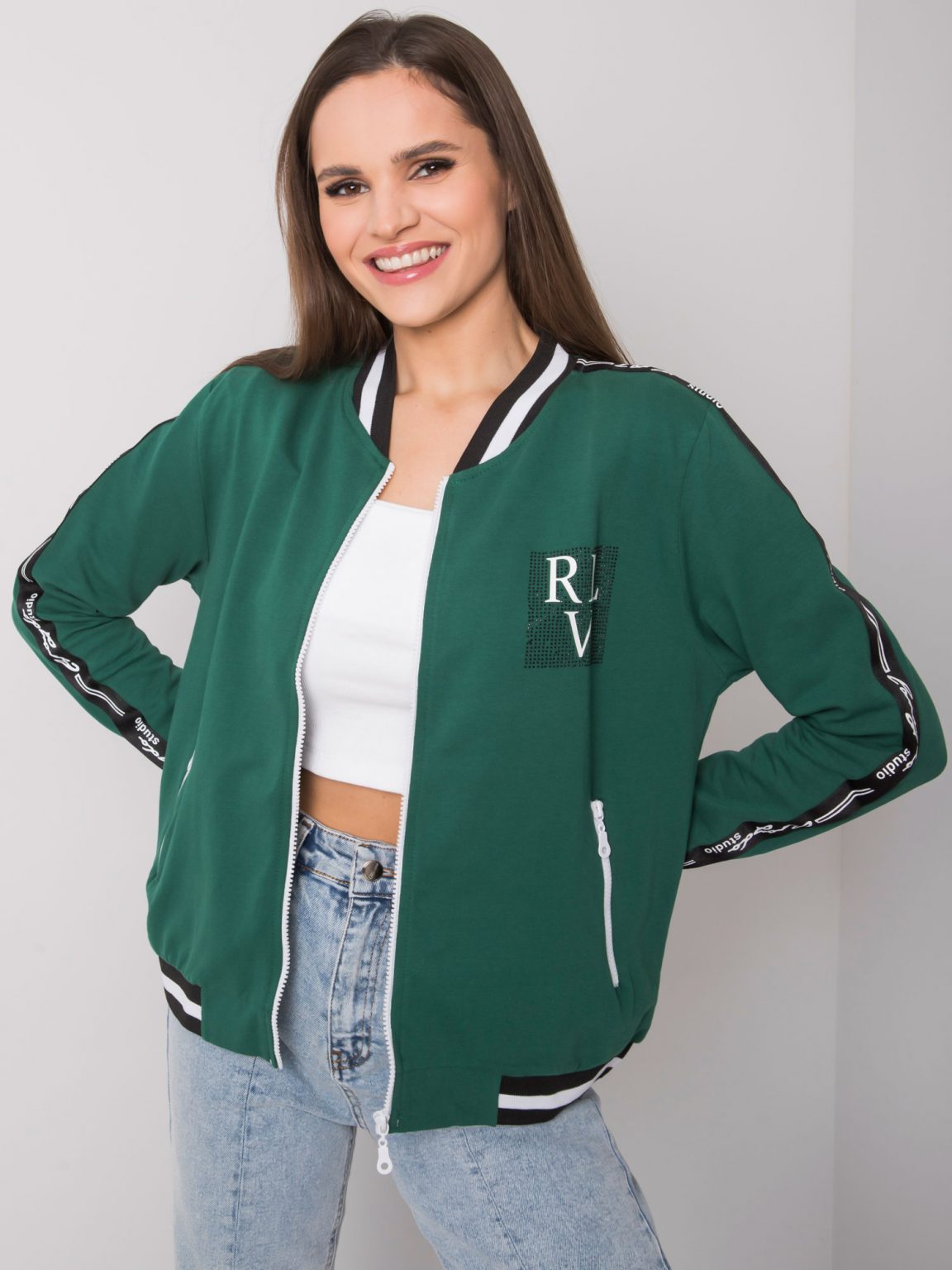 Ciemnozielona bluza rozpinana Billie