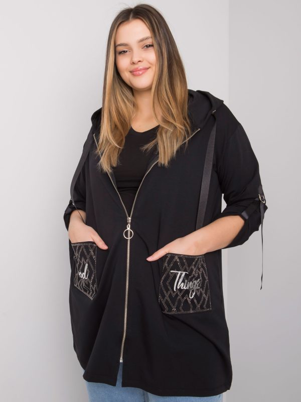 Czarna bluza plus size na suwak Zurich