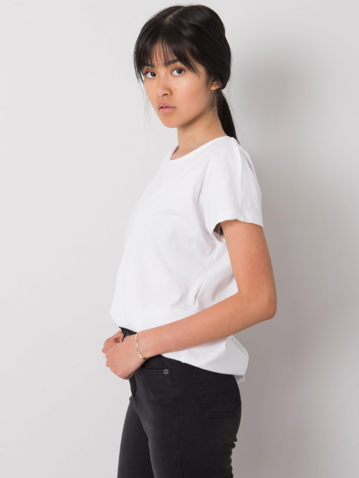 Biały t-shirt jednokolorowy Nadia