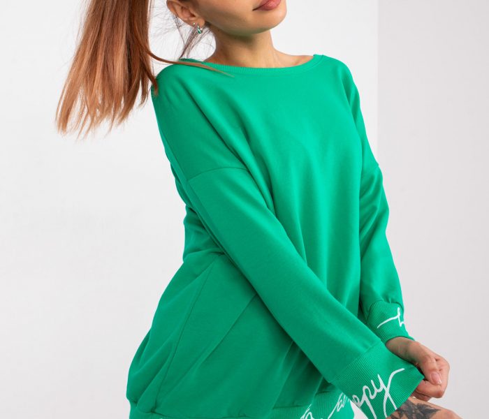 Hurtownia Zielona bluza dresowa z napisami Charliza