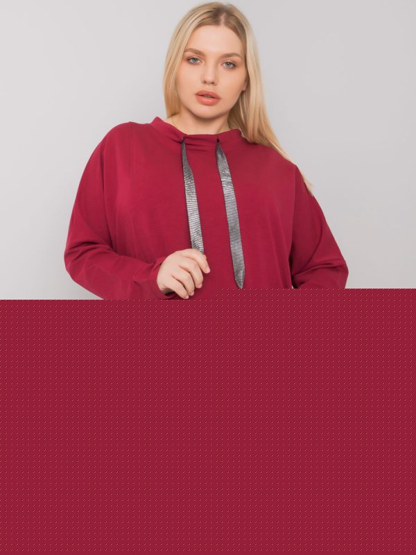 Bordowa bawełniana tunika plus size Redmond