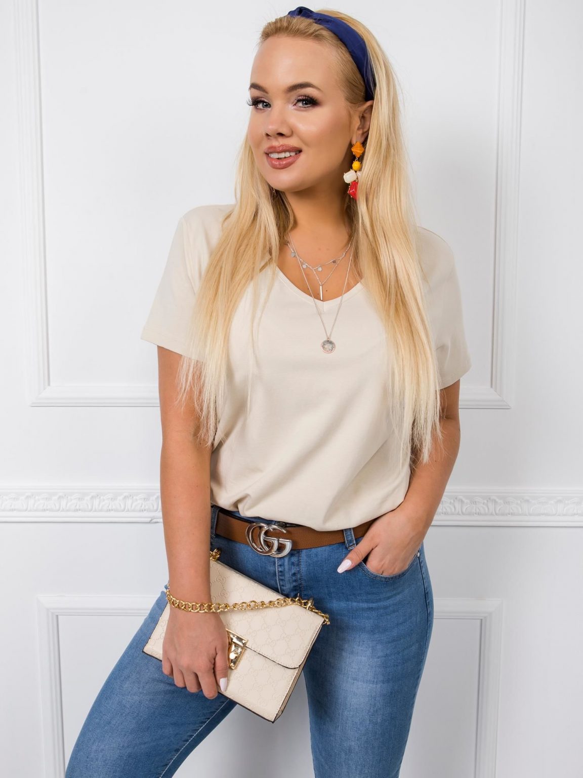 Beżowy t-shirt plus size Josie