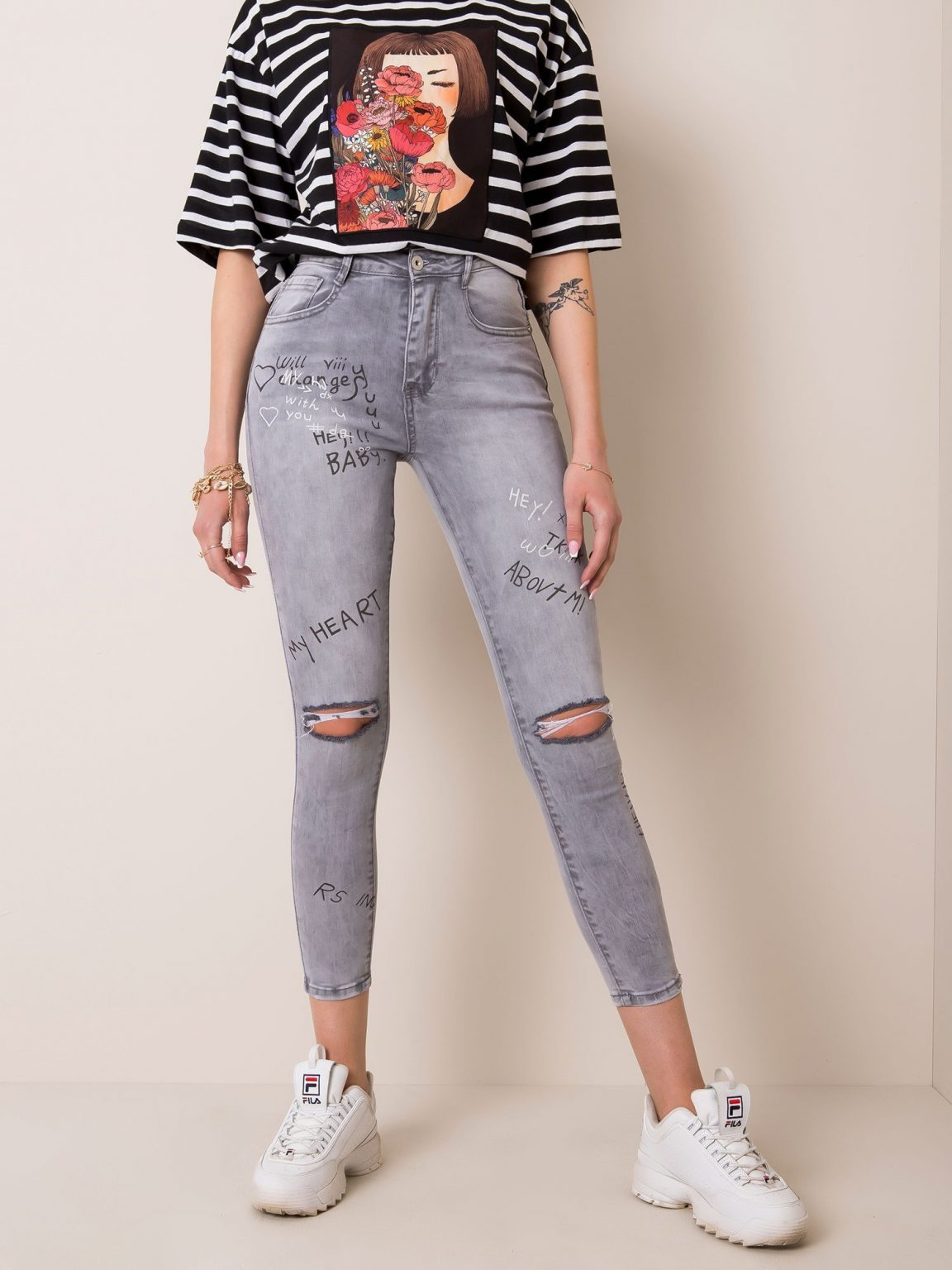 Jasnoszare jeansy Teenage