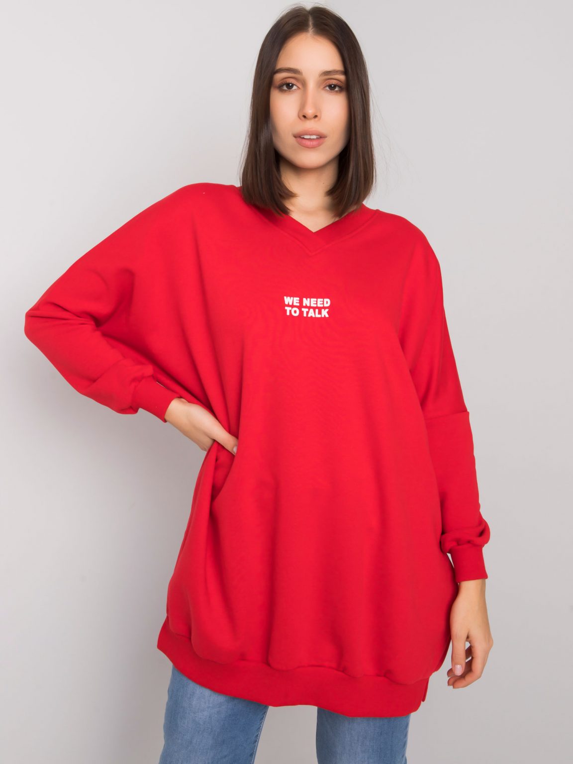 Czerwona tunika plus size bawełniana Raella