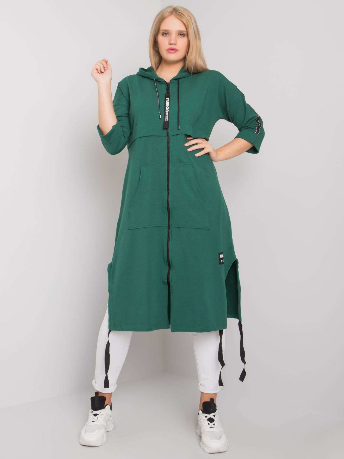 Ciemnozielona długa bluza plus size Aydin