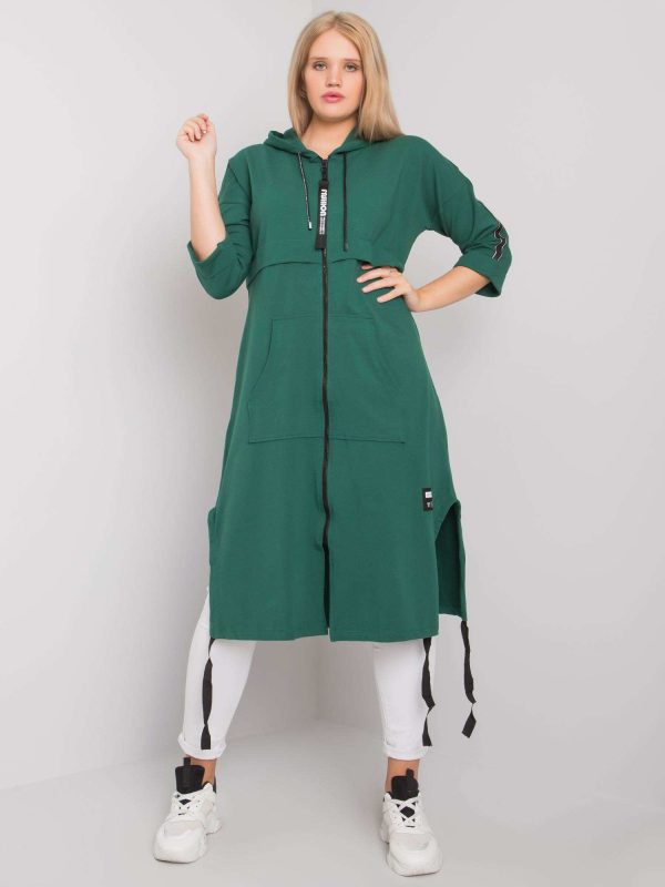 Ciemnozielona długa bluza plus size Aydin