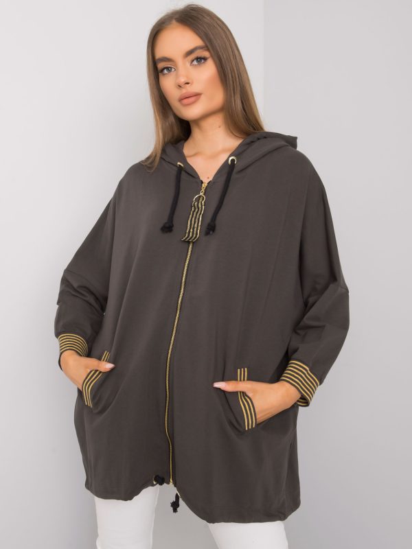 Ciemna khaki bluza oversize z kapturem Bertille