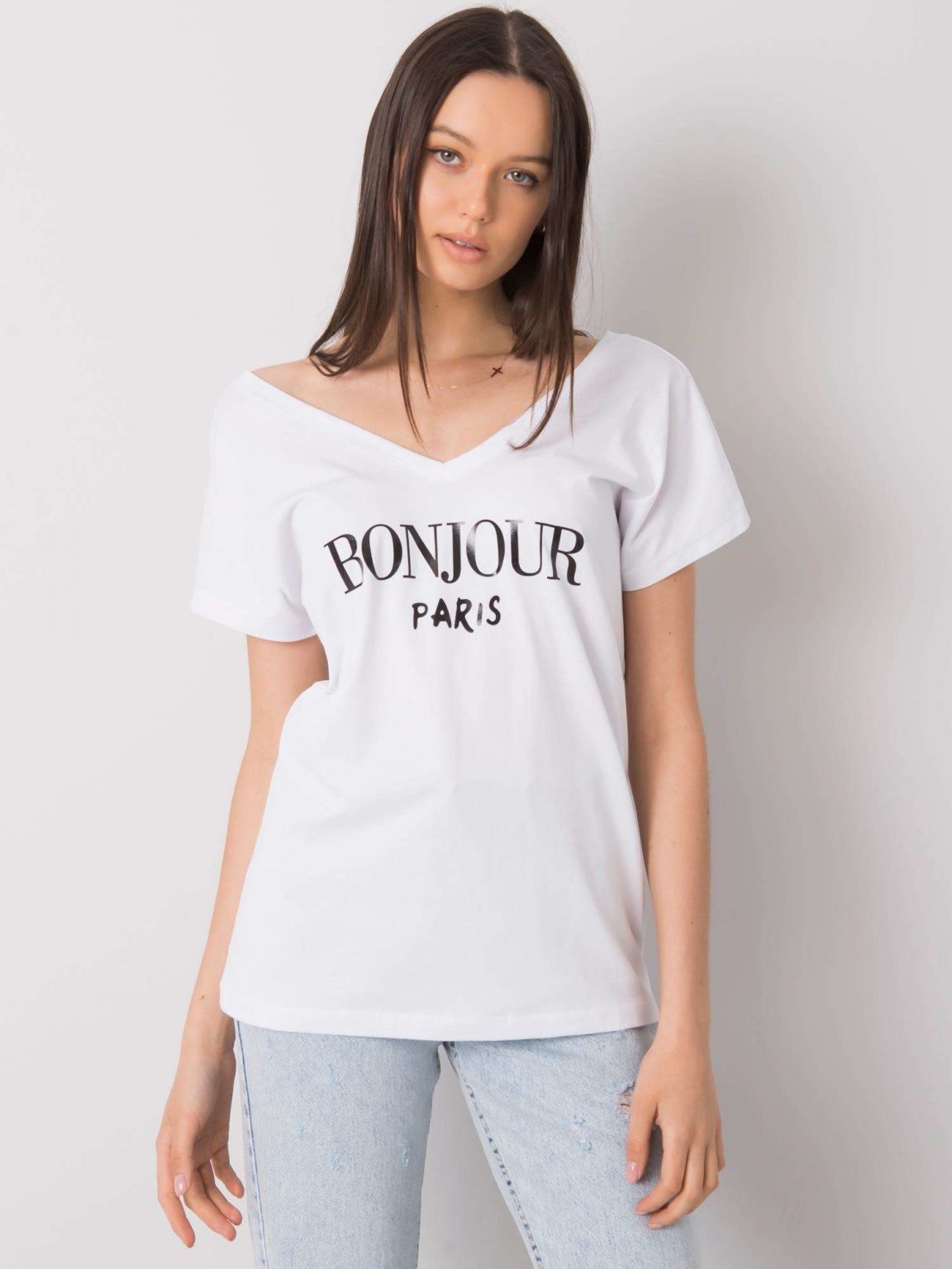 Biały t-shirt z nadrukiem Hortense