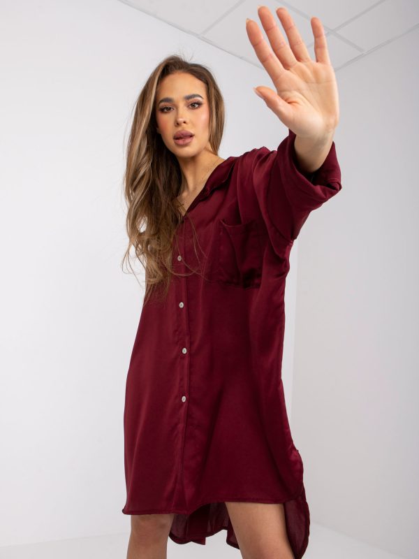 Bordowa sukienka z dłuższym tyłem Flevoland